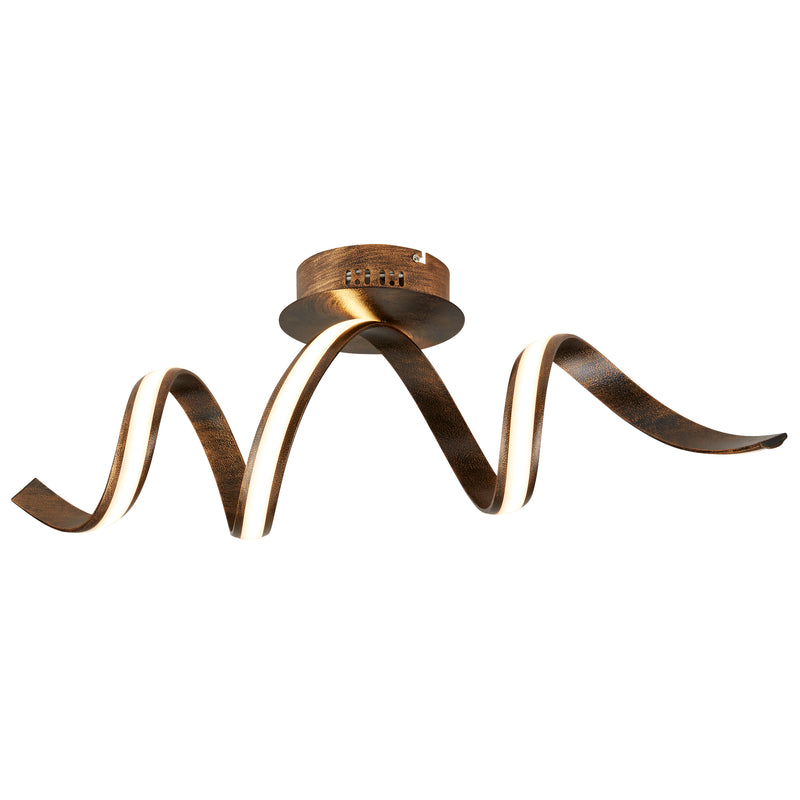 Searchlight  2814RU Ribbon LED Twist Flush - Rustic Metal & Opal