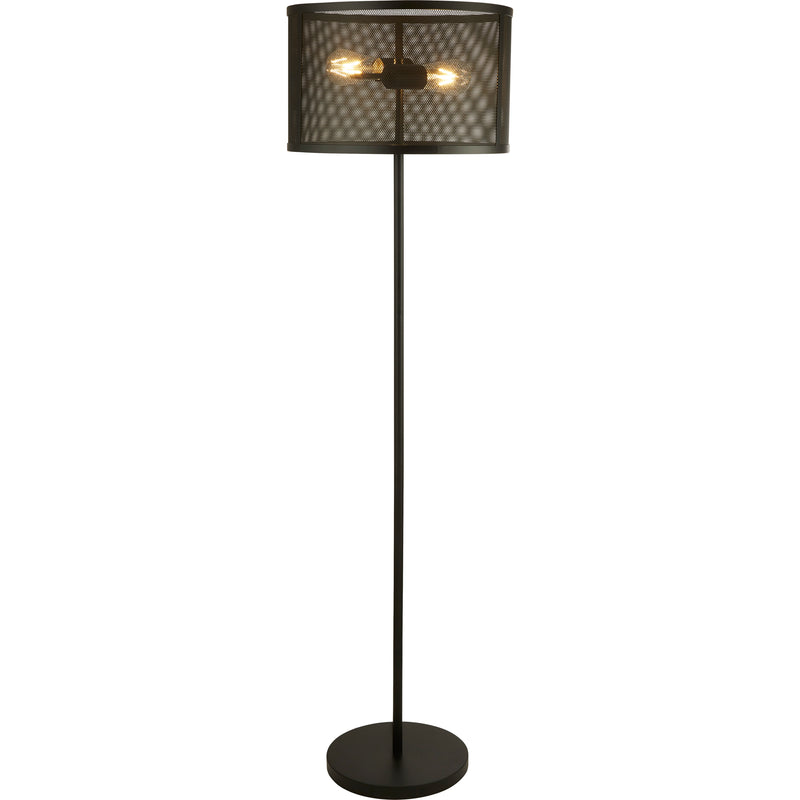 Searchlight  2832-2BK Fishnet  2Lt Floor Lamp  - Matt Black Metal & Mesh Shade