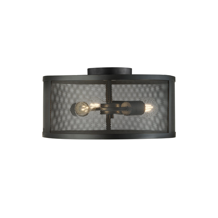 Searchlight  2843-3BK Fishnet 3Lt Flush - Matt Black Metal & Mesh Shade