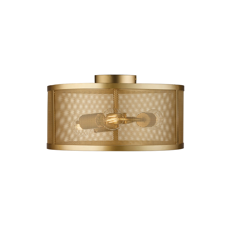 Searchlight  2843-3GO Fishnet 3Lt Flush - Matt Gold Metal & Mesh Shade