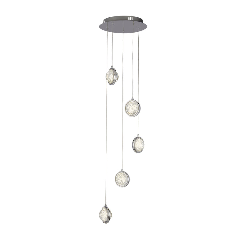 Searchlight  28701-5CC Quartz 5Lt Ceiling Pendant - Chrome & Bubble Glass