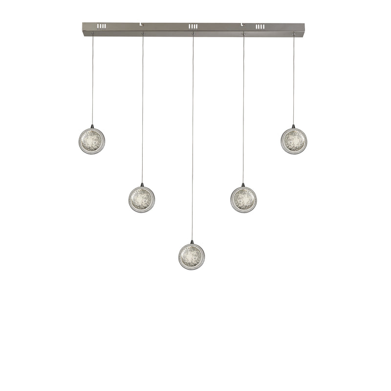 Searchlight  28702-5CC Quartz 5Lt Bar Ceiling Pendant - Chrome & Bubble Glass