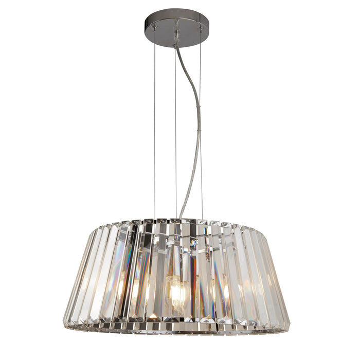 Searchlight  2895-5CC Tiara 5Lt Pendant to Semi-Flush - Chrome Metal & Clear Glass