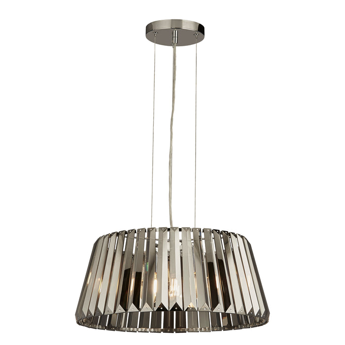 Searchlight  2895-5SM Tiara 5Lt Pendant to Semi-Flush- Chrome Metal & Smoked Glass