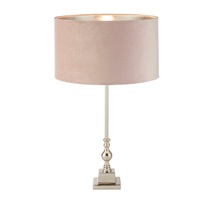 Searchlight  81214PI Whitby Table Lamp - Chrome Metal & Pink Velvet Shade