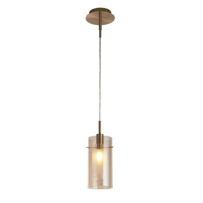 Searchlight  2301CP Duo III Pendant - Bronze Metal & Champagne Glass