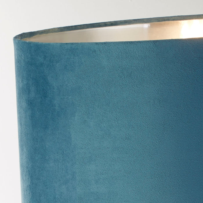 Searchlight  81214TE Whitby Table Lamp - Chrome Metal & Teal Velvet Shade