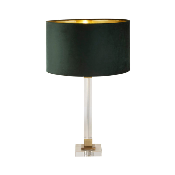 Searchlight  67522GR Scarborough Table Lamp - Crystal, Brass Metal & Green Velvet