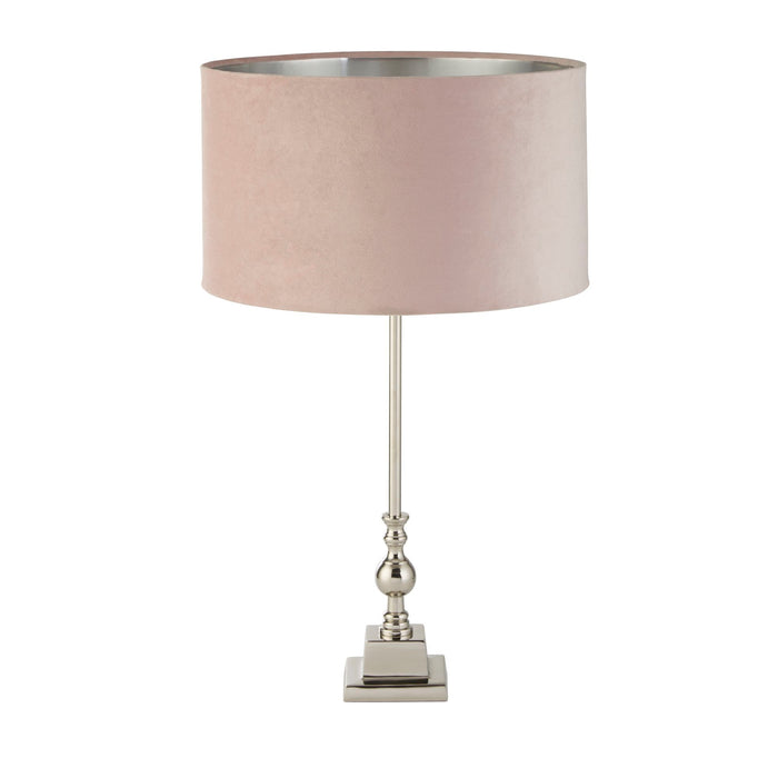 Searchlight  81214PI Whitby Table Lamp - Chrome Metal & Pink Velvet Shade