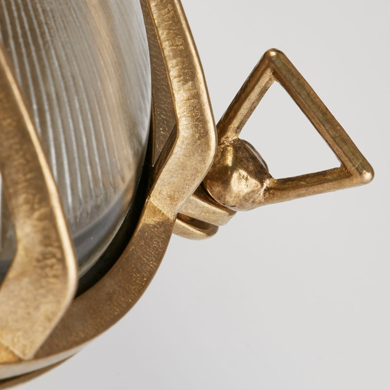 Searchlight  30361PB Bulkhead Round Outdoor Light - Solid Brass & Ribbed Glass