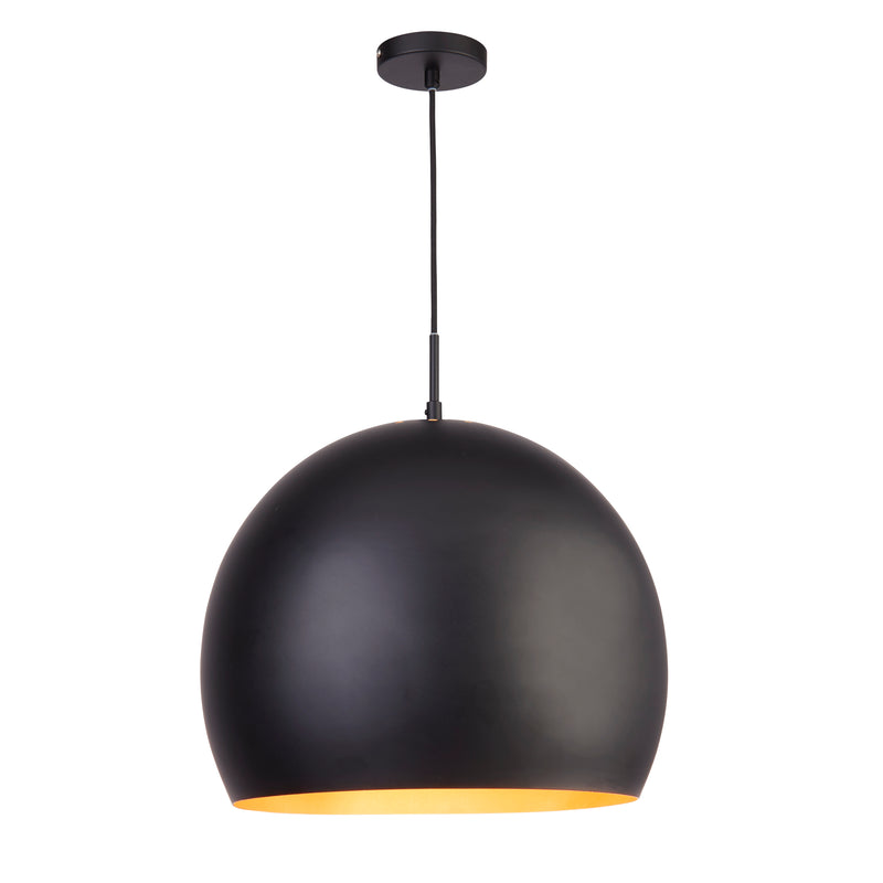 Searchlight  3039BK Chicago Pendant  - Matt Black Metal & Gold Inner