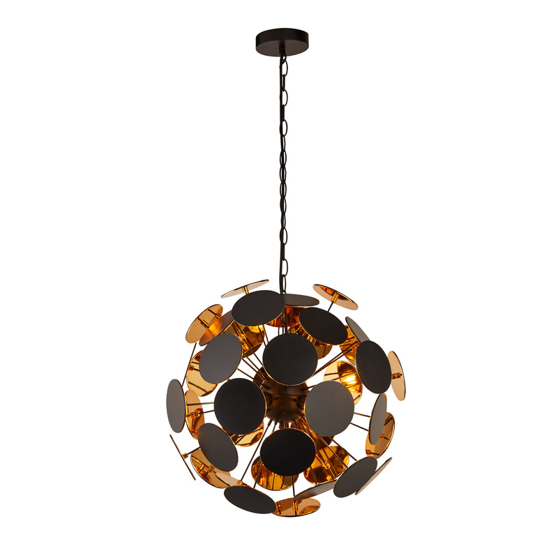Searchlight  3074-4BG Discus 4Lt Pendant  - Black Metal, Black & Gold PC Discs