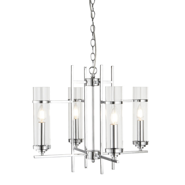 Searchlight  3094-4CC Milo  4Lt Pendant  - Chrome Metal & Glass