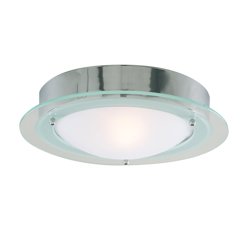 Searchlight  3108CC Belfast Flush  - Chrome Metal & Clear Acid Glass