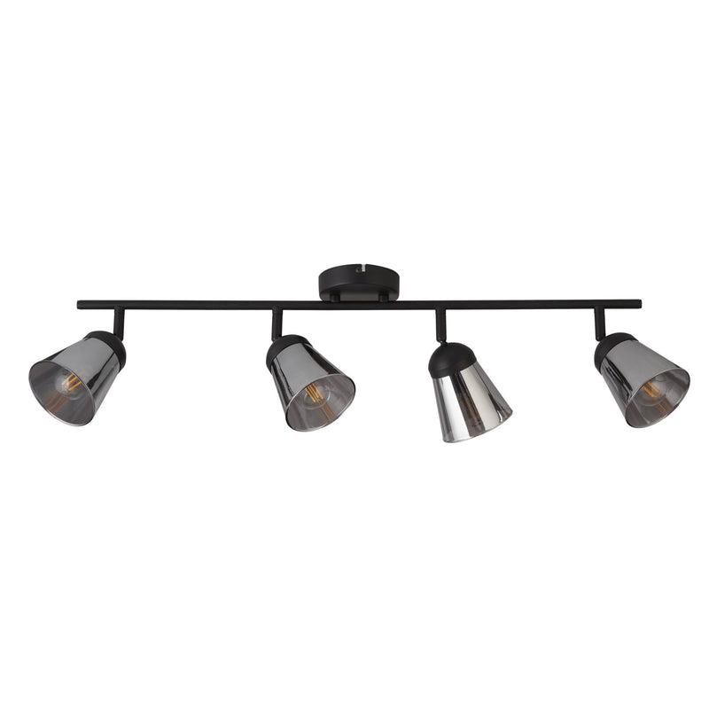 Searchlight  61170-4SM Mega 4Lt Bar Spotlight - Black Metal & Smoked Glass