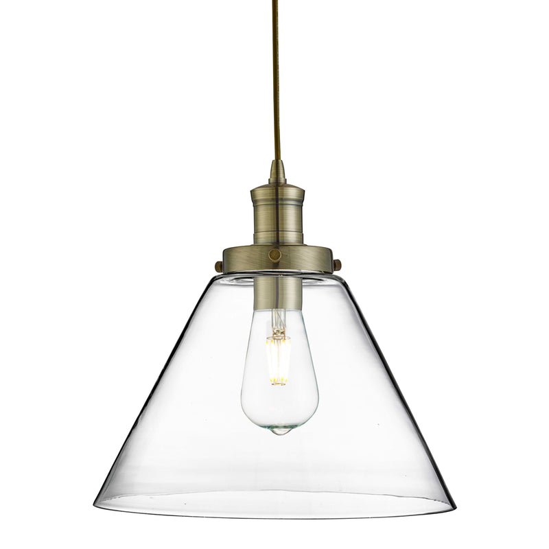 Searchlight  3228AB Pyramid  Pendant  - Antique Brass Metal & Glass