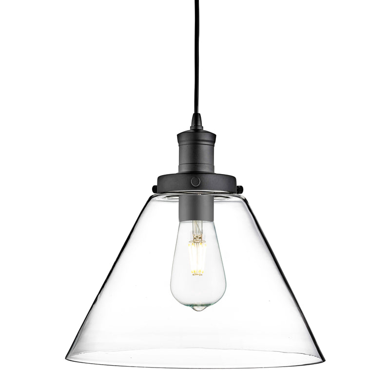 Searchlight  3228BK Pyramid  Pendant  - Black Metal & Glass