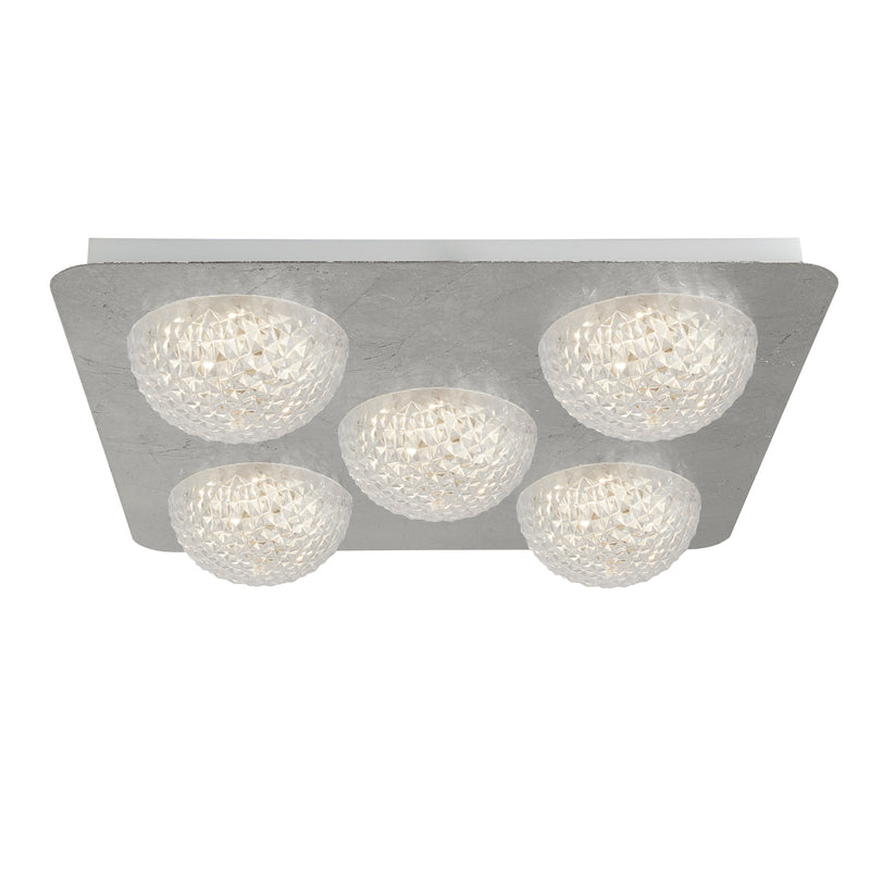Searchlight  32511-5SI Celestia 5Lt Flush - Silver Metal & Acrylic
