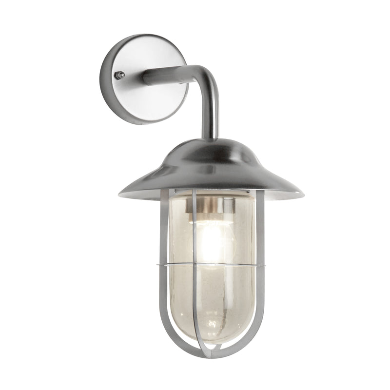 Searchlight  3291SS Toronto Outdoor Wall Light- Satin Silver Metal & Clear Glass
