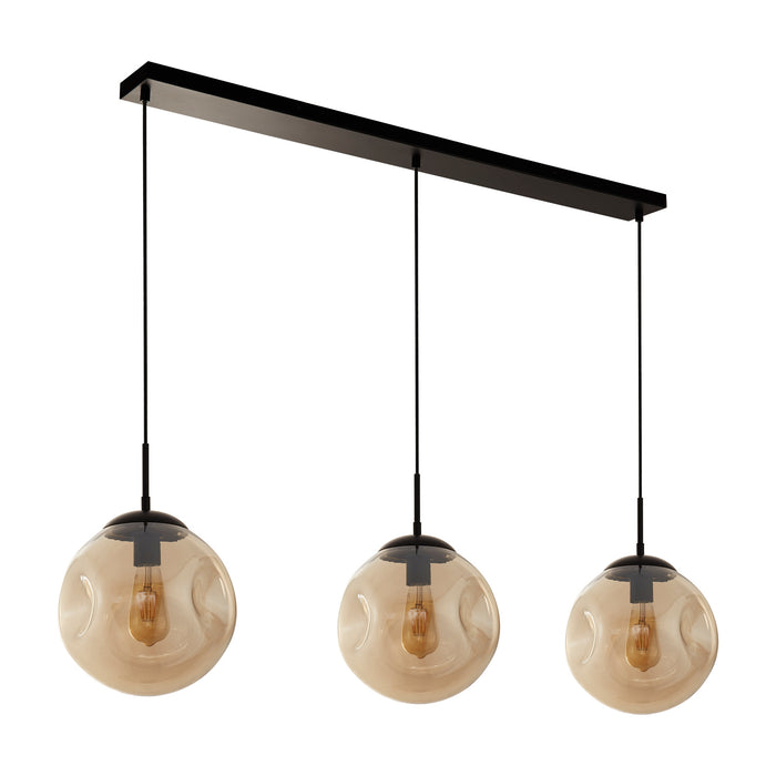 Searchlight  22123-3BK Punch 3Lt Bar Pendant- Black Metal & Champagne Punched Glass