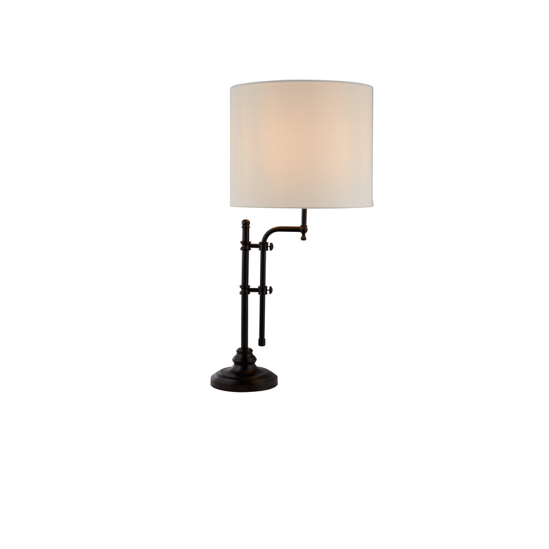 Searchlight  12082-1BK Munich Table Lamp - Matt Black Metal & Natural Linen Shade