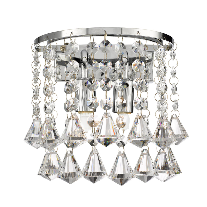 Searchlight  3302-2CC Hanna 2Lt Wall Light - Chrome Metal & Clear Crystal