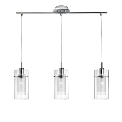 Searchlight 3303-3CC Duo I  3Lt Bar Pendant - Chrome Metal & Double Glass Searchlight