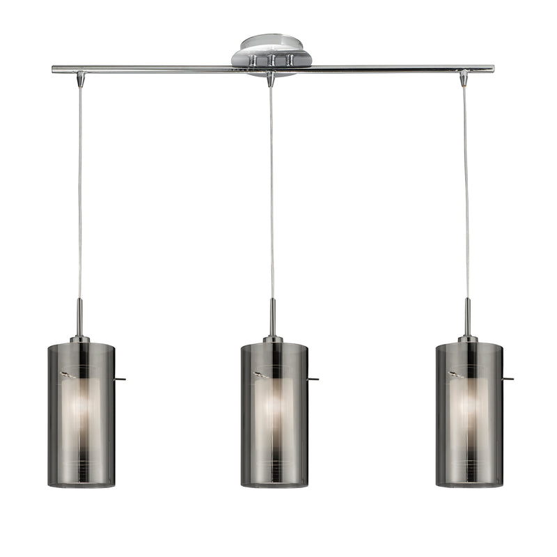 Searchlight  3303-3SM Duo II 3Lt Bar Pendant - Satin Silver & Smoked Glass - Bonus Superstore