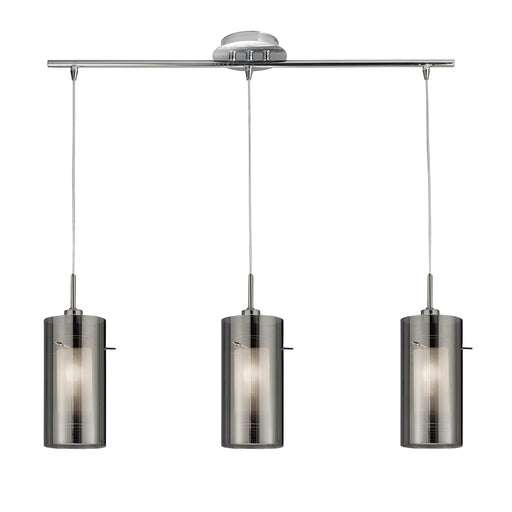 Searchlight 3303-3SM Duo II 3Lt Bar Pendant - Satin Silver & Smoked Glass Searchlight