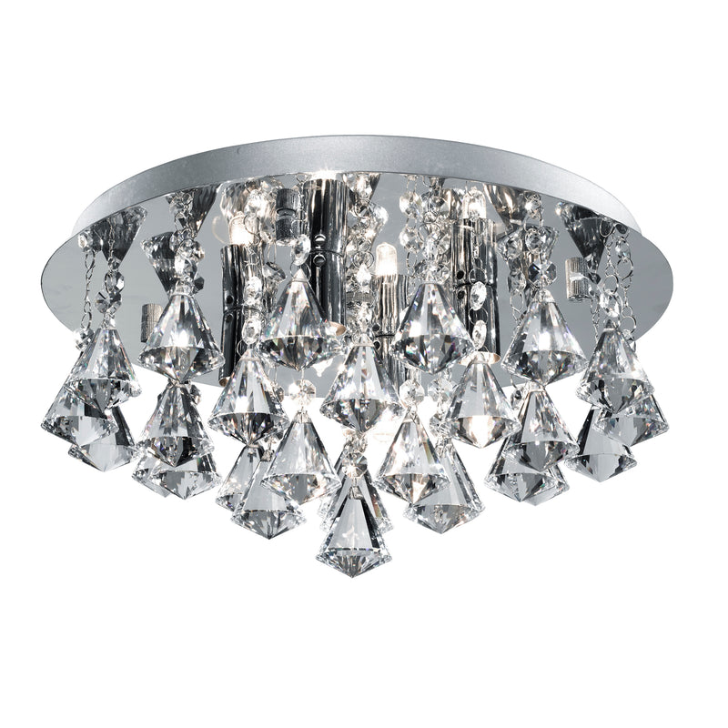 Searchlight  3304-4CC Hanna 4Lt Flush  - Chrome Metal & Clear Crystal