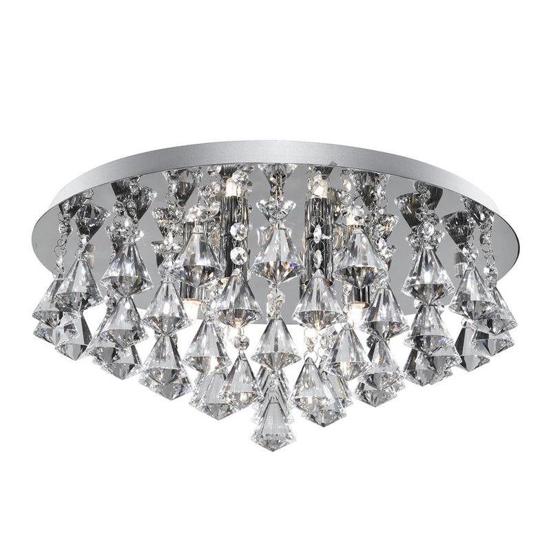 Searchlight  3306-6CC Hanna 6Lt Flush  - Chrome Metal & Clear Crystal