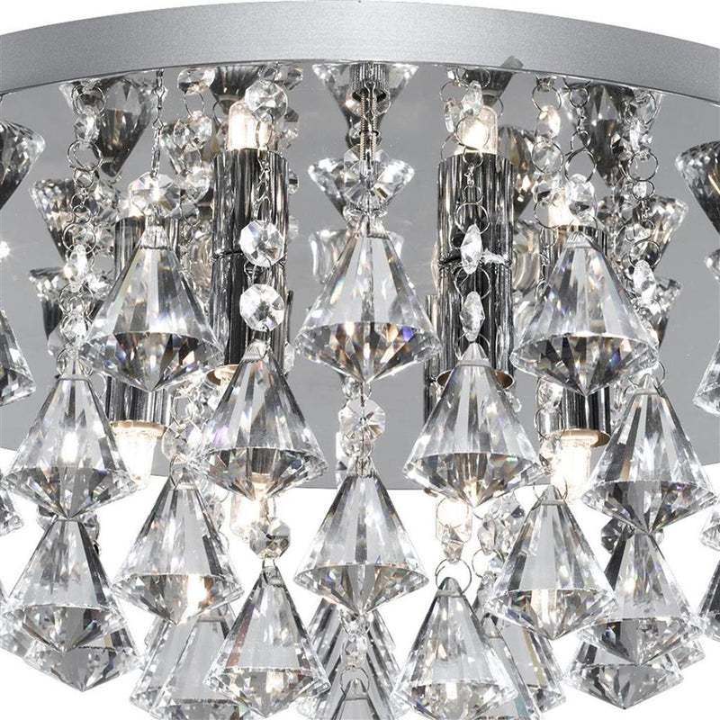 Searchlight  3306-6CC Hanna 6Lt Flush  - Chrome Metal & Clear Crystal