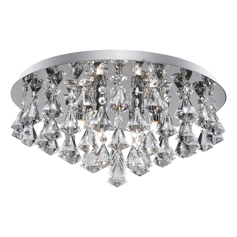 Searchlight  3308-8CC Hanna 8Lt Flush  - Chrome Metal & Clear Crystal