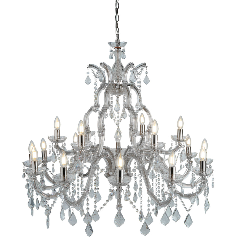 Searchlight  3314-18 Marie Therese 18Lt Chandelier - Chrome Metal & Clear Crystal