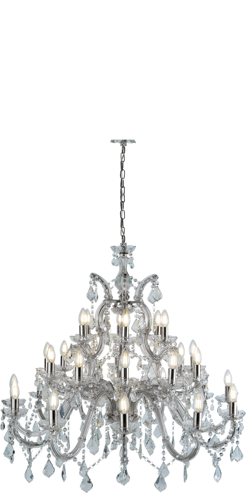 Searchlight  3314-30 Marie Therese 30Lt Chandelier - Chrome Metal & Clear Crystal