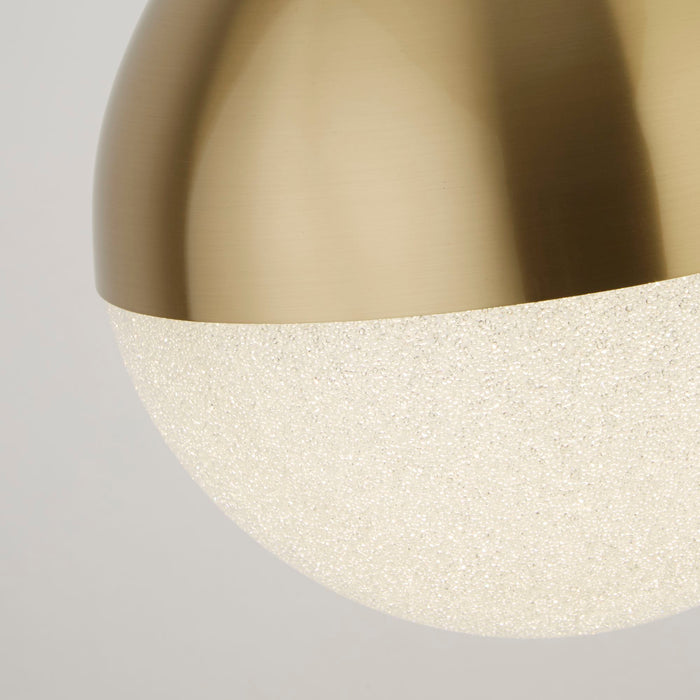 Searchlight  5881SB Marbles LED Pendant - Satin Brass Metal & Crushed Ice Shade