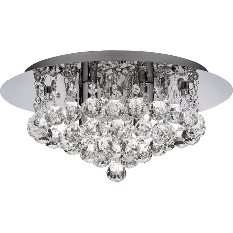 Searchlight  3404-4CC Hanna 4Lt Flush  - Chrome Metal & Clear Crystal