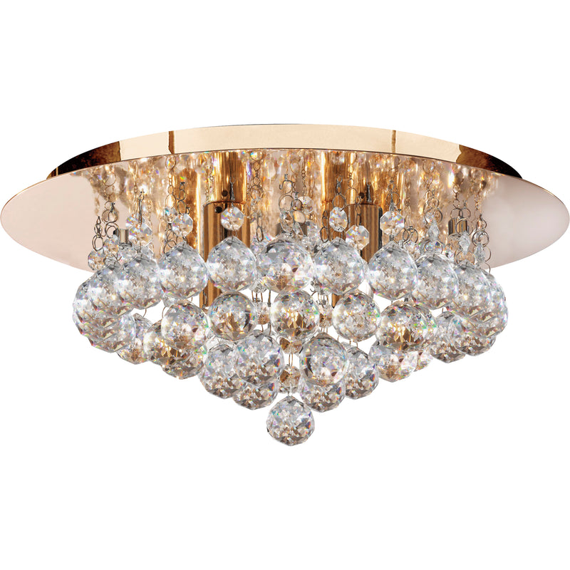 Searchlight  3404-4GO Hanna 4Lt Flush  - Gold Metal & Clear Crystal