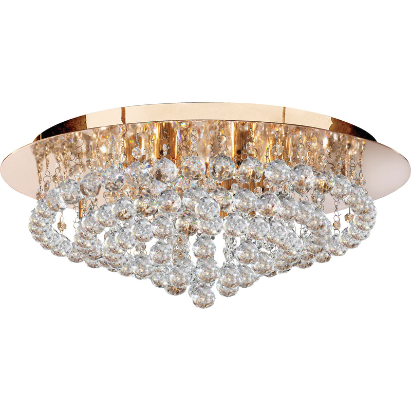 Searchlight  3408-8GO Hanna 8Lt Flush  - Gold Metal & Clear Crystal