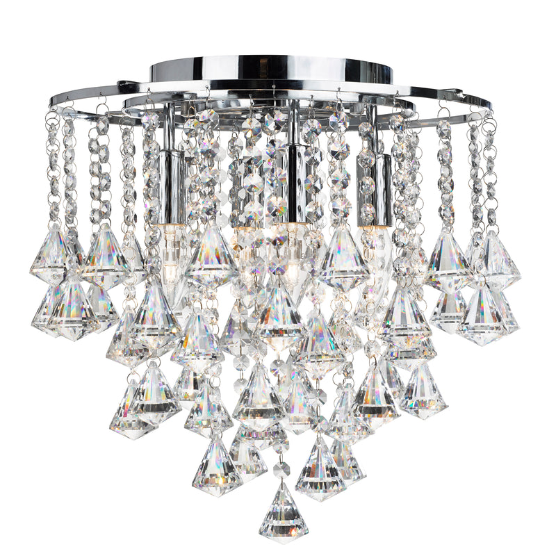 Searchlight  3494-4CC Dorchester  5Lt Flush - Chrome Metal & Clear Crystal