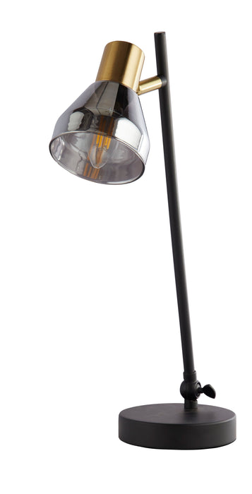 Searchlight  23802-1SM Westminster Table Lamp - Black, Satin Brass Metal & Smoked