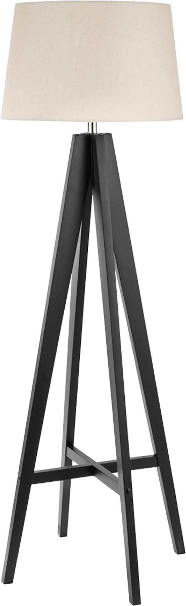 Searchlight  3540BR Easel Floor Lamp - Dark Wood & Cream Linen Shade