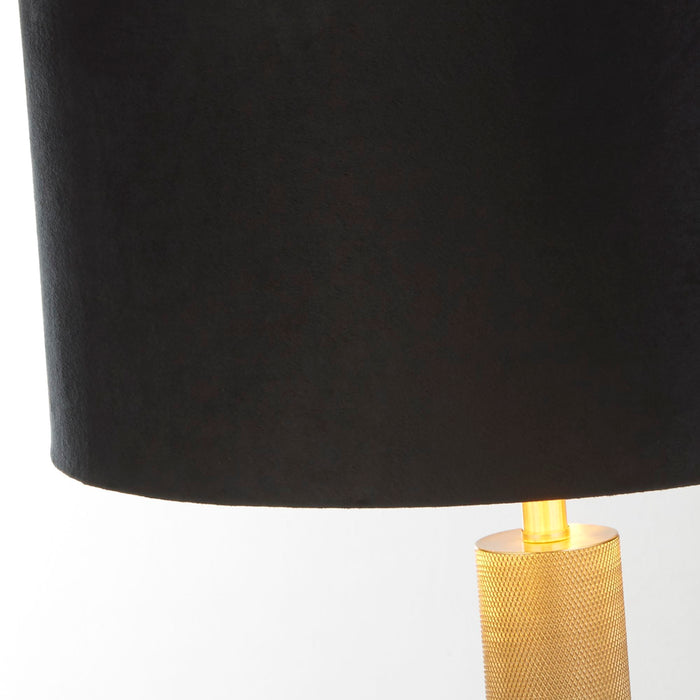 Searchlight  65721BK London Table Lamp - Knurled Brass & Black Velvet Shade