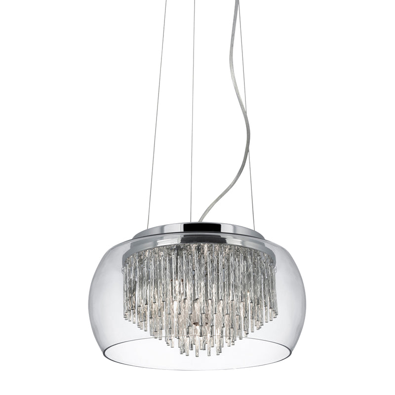 Searchlight  3624-4CC Curva 4Lt Pendant - Chrome Metal & Crystal Glass - Bonus Superstore