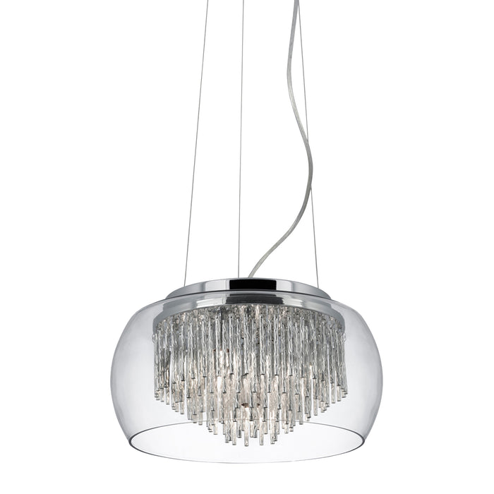 Searchlight  3624-4CC Curva 4Lt Pendant - Chrome Metal & Crystal Glass