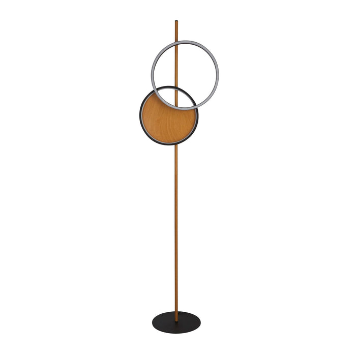 Searchlight  36302-1BK Curio Floor Lamp - Black Metal & Wood