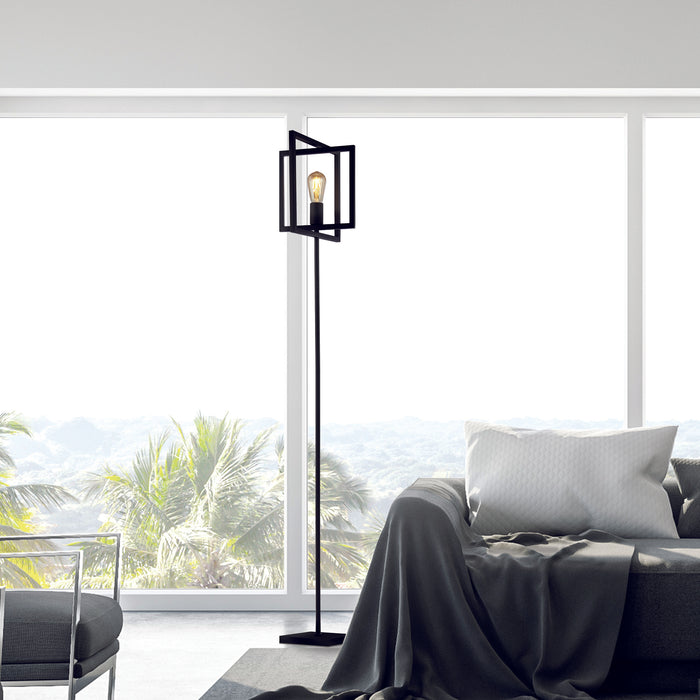 Searchlight  23202-1BK Plaza Floor Lamp - Matt Black Metal