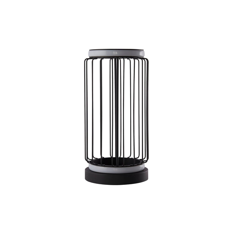 Searchlight  54210-1BK Circolo Cage Table Lamp - Black Metal & White Silicon