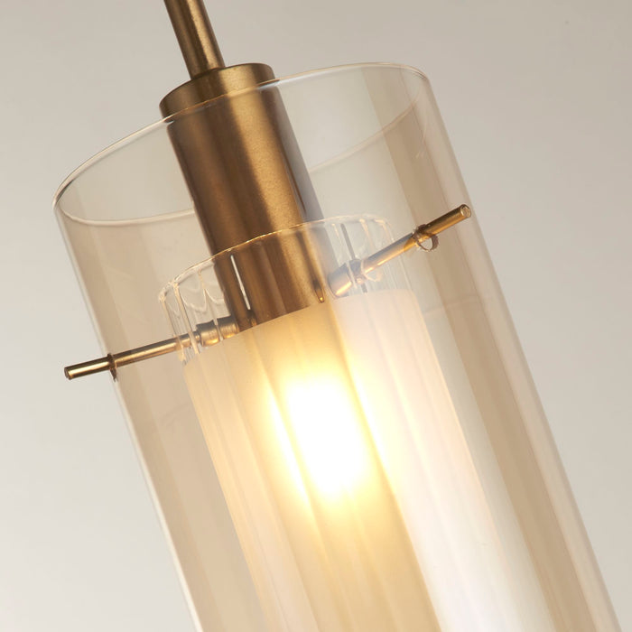 Searchlight  2301CP Duo III Pendant - Bronze Metal & Champagne Glass