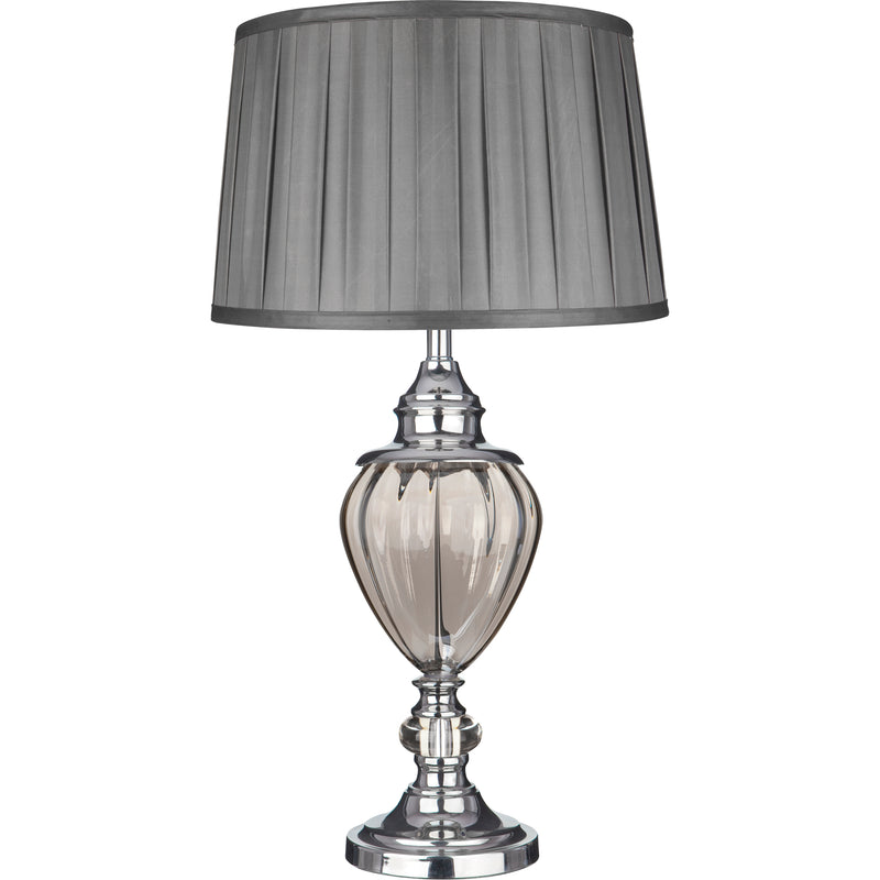 Searchlight  3721CL Greyson Table Lamp - Chrome, Smoked Glass & Pewter Shade